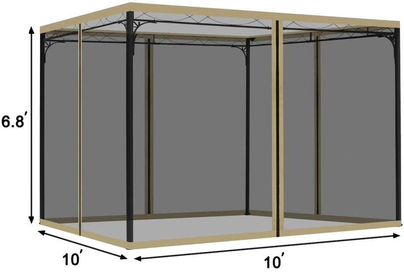 COWVIE Gazebo Netting Screen Replacement Universal 4-Panel Sidewalls 10' x 10' (Only Netting) Home & Garden > Lawn & Garden > Outdoor Living > Outdoor Structures > Canopies & Gazebos COWVIE   