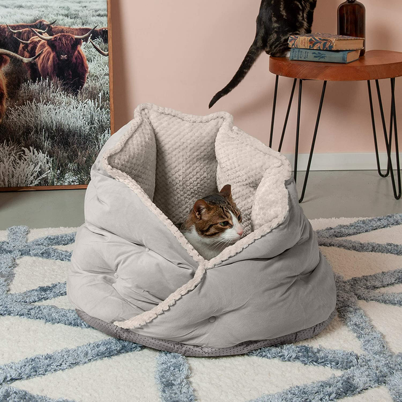 Furhaven Cozy Pet Beds for Dogs and Cats - Hi Lo Thermal Cuddler Dog Bed, Minky Plush and Velvet Calming Hug Bed - Multiple Colors and Sizes Animals & Pet Supplies > Pet Supplies > Dog Supplies > Dog Beds Furhaven   