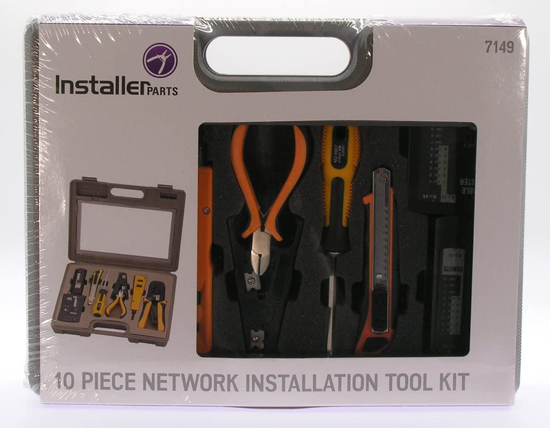 InstallerParts 10 Piece Network Installation Tool Kit - Includes LAN Data Tester, RJ45 RJ11 Crimper, 66 110 Punch Down, Stripper, Utility Knife, 2 in 1 Screwdriver, and Hard Case Electronics > Networking > Modem Accessories InstallerParts   