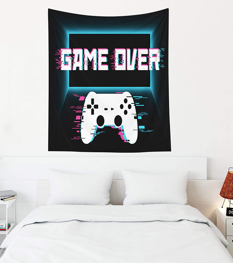 Crannel Gaming Wall Tapestry, Conceptual Abstraction Modern Controller Realistic Game Wireless Mockup Tapestry 80x60 Inches Wall Art Tapestries Hanging Dorm Room Living Home Decorative,Black Blue Home & Garden > Decor > Artwork > Decorative TapestriesHome & Garden > Decor > Artwork > Decorative Tapestries Crannel Black Blue 50" L x 60" W 