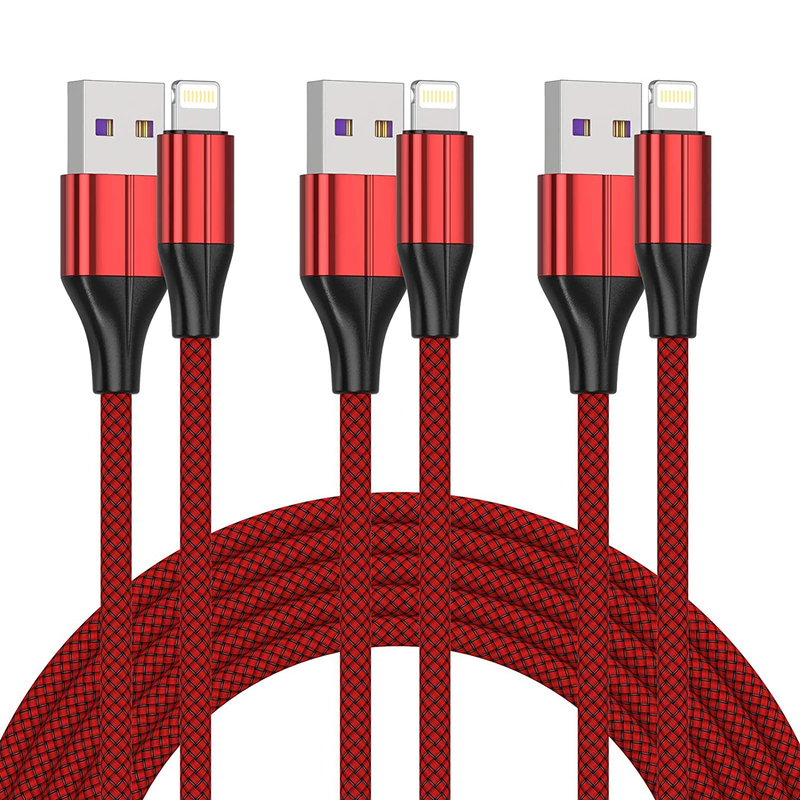 iPhone Charger Cable (3 Pack 10 Foot), [MFi Certified] 10 Feet Nylon Braided Lightning Cable, iPhone Charging Cord USB Cable Compatible with iPhone 11/Pro/X/Xs Max/XR/8 Plus /7 Plus/6/ iPad Electronics > Electronics Accessories > Power > Power Adapters & Chargers FEEL2NICE Red 3ft 