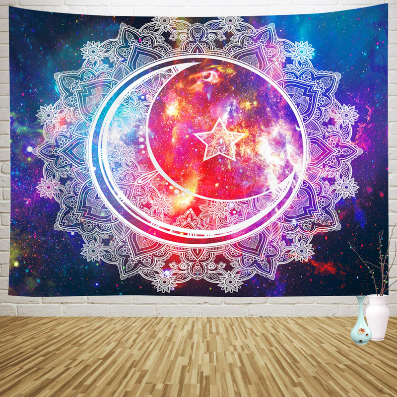 Sylfairy Tapestry Wall Hanging, Celestial Moon Sun Wall Tapestry, Hippie Mandala Tapestries Wall Art Decoration for Bedroom Living Room Dorm Table Cover Picnic Mat Beach Blanket 82" X 59"(Moon Sun) Home & Garden > Decor > Artwork > Decorative Tapestries Sylfairy Dark Blue 59" X 51" 