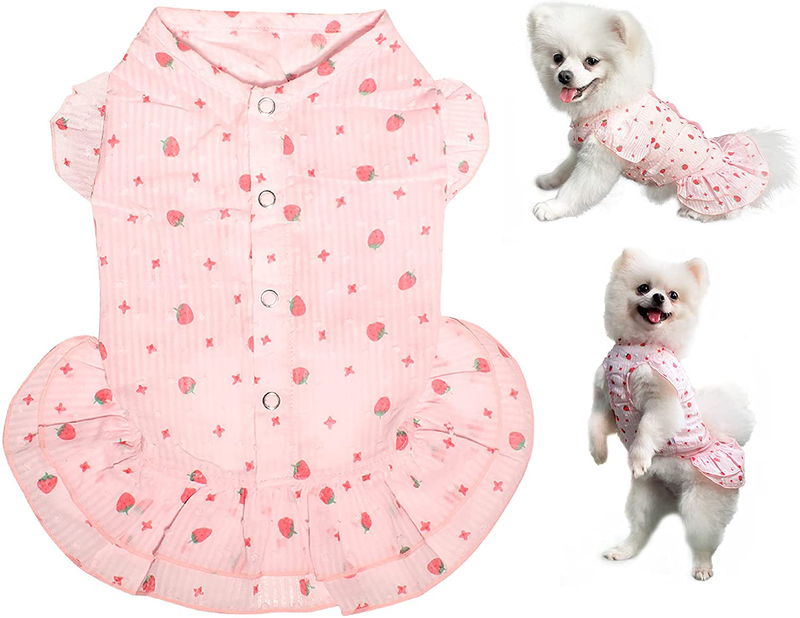 TONY HOBY Pet Dresses Dog Dresses Made of Pure Cotton with Green Dot for Small Medium Large Dog Animals & Pet Supplies > Pet Supplies > Cat Supplies > Cat Apparel TONY HOBY Pink Medium 