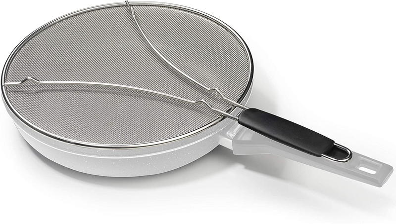 Grease Splatter Screen for Frying Pan 13" - Stops 99% of Hot Oil Splash - Protects Skin from Burns - Splatter Guard for Cooking - Iron Skillet Lid Keeps Kitchen Clean - Stainless Steel