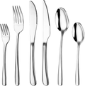 Massampton 48 Piece Silverware Flatware Set,Stainless Steel Cutlery with Steak Knives for 8, Mirror Finished, Dishwasher Safe