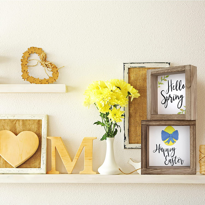 KIBAGA Farmhouse Valentines Day Signs for Home Decor - 3 Frames W/Interchangeable Sayings for Seasonal Tiered Tray Decoration - Perfect Spring Table/Wall Decor for Your Living Room Home & Garden > Decor > Seasonal & Holiday Decorations KIBAGA   