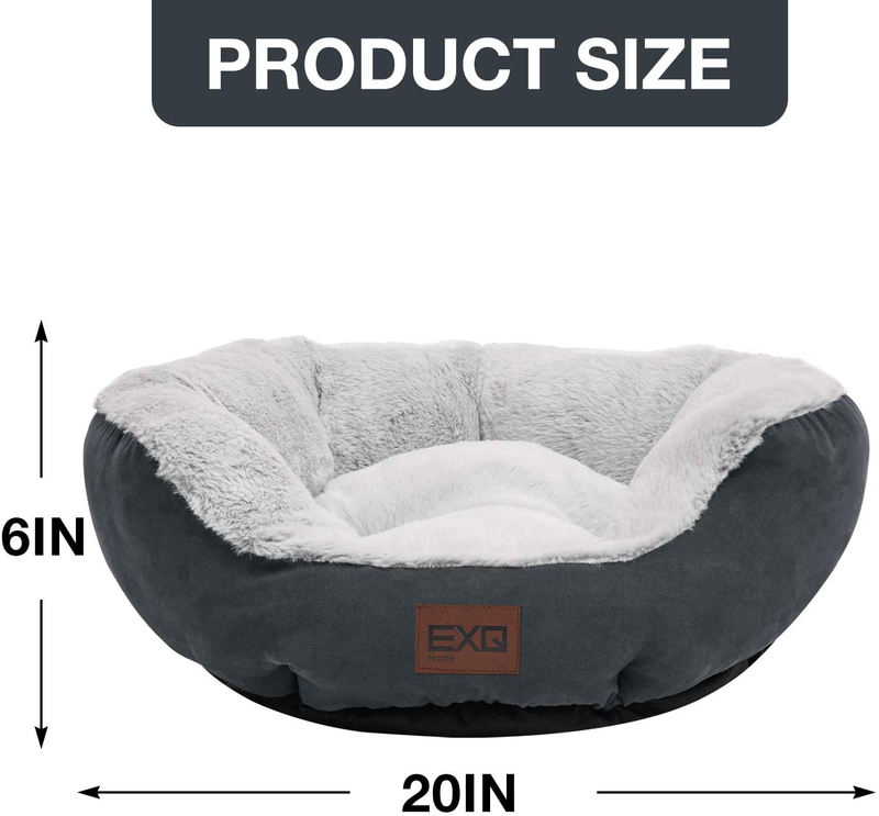EXQ Home Soft Cat Beds for Indoor Cats,Fluffy Calming Cat Bed with Slip-Resistant Bottom,Plush round Dog Beds for Small Dogs,Kitten Bed Machine Washable Pet Beds for Small Dogs Animals & Pet Supplies > Pet Supplies > Cat Supplies > Cat Beds EXQ Home   