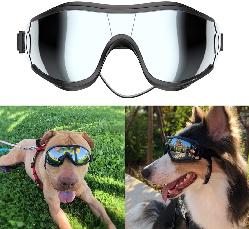 NVTED Dog Sunglasses Dog Goggles, UV Protection Wind Protection Dust Protection Fog Protection Pet Glasses Eye Wear Protection with Adjustable Strap for Medium or Large Dog