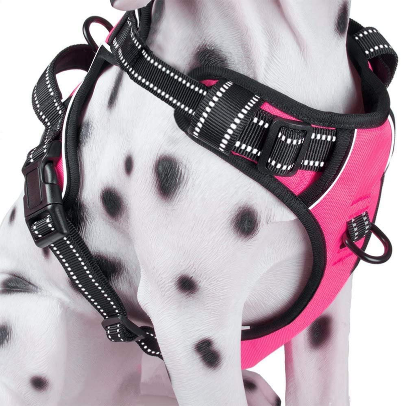 PoyPet No Pull Dog Harness, Reflective Vest Harness with 2 Leash Attachments and Easy Control Handle for Small Medium Large Dog Animals & Pet Supplies > Pet Supplies > Dog Supplies PoyPet Pink XS 