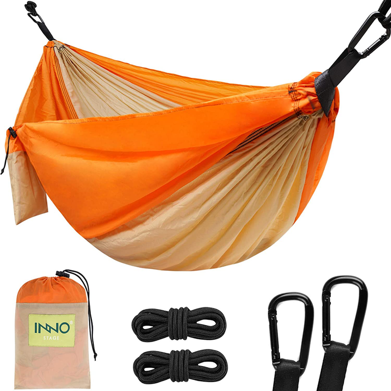 HappyPicnic Camping Hammock Single with 2 Tree Straps, Portable Hammock Lightweight Nylon Hammocks for Backpacking, Travel Hiking, Travel, Beach, Backyard - 3-Color