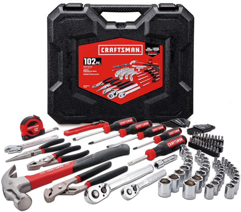 CRAFTSMAN Home Tool Kit / Mechanics Tools Kit, 57-Piece (CMMT99446) Hardware > Tools > Tool Sets Craftsman 102-Pieces Home Tool Kit 