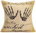 Fukeen Vintage Skull Human Skeleton Hands Throw Pillow Covers Something Wicked This Way Comes Halloween Quotes Decorative Pillow Cases Cushion Cover Home Couch Decor Cotton Linen Pillow Shams 18"x18" Arts & Entertainment > Party & Celebration > Party Supplies Fukeen Skeleton Hands  