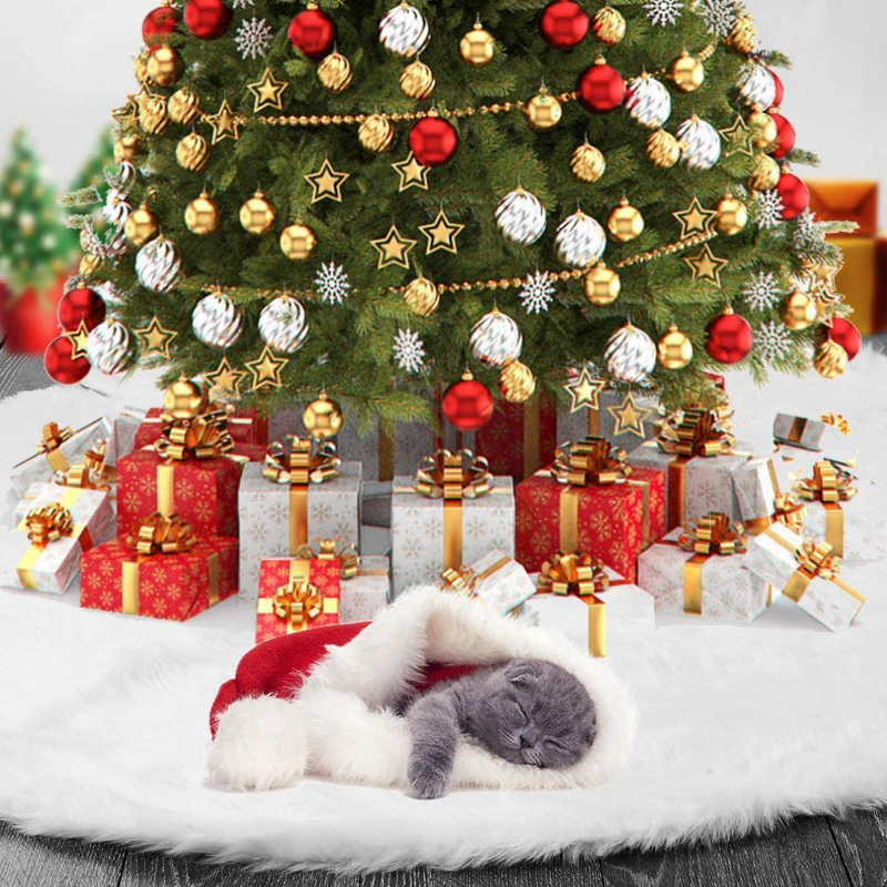SUGOO Christmas Tree Skirt 48 inches White Plush Faux Fur Classic Used for Xmas Christmas Tree Decorations, New Year Holiday Decorations, Snow White Home & Garden > Decor > Seasonal & Holiday Decorations > Christmas Tree Skirts SUGOO   