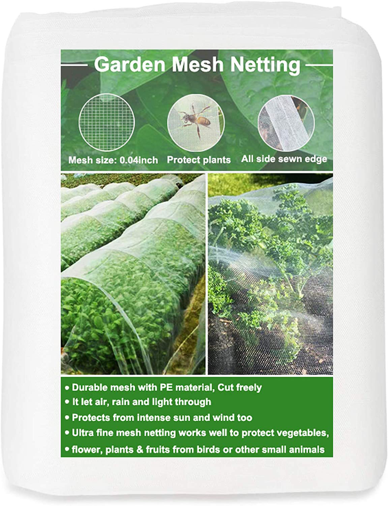Huouo Garden Insect Netting Pest Barrier, Edge Stitch 10'X10' Garden Mesh Mosquito Bird Cicada Butterfly Bug Netting for Plants Trees Fruits Vegetables Crops Row Covers Patio Screen Barrier Net Sporting Goods > Outdoor Recreation > Camping & Hiking > Mosquito Nets & Insect Screens Huouo 10Ft * 10Ft  