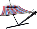 Sorbus Hammock with Stand & Spreader Bars and Detachable Pillow, Heavy Duty, 450 Pound Capacity, Accommodates 2 People, Perfect for Indoor/Outdoor Patio, Deck, Yard (Hammock with Stand, Blue/Aqua) Home & Garden > Lawn & Garden > Outdoor Living > Hammocks Sorbus Blue/Red Hammock with Stand 