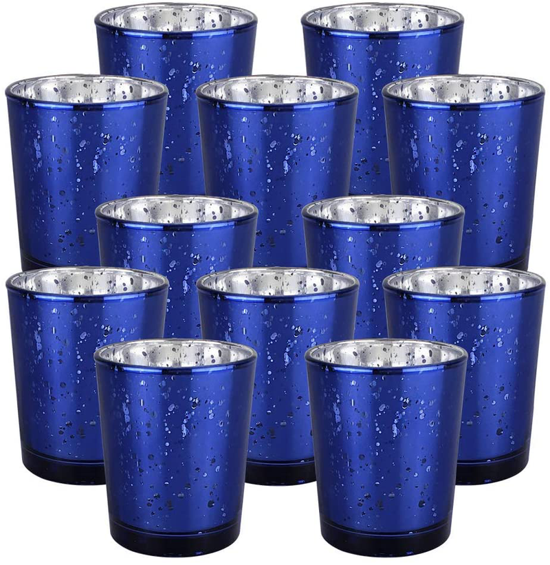 Just Artifacts 2.75-Inch Speckled Mercury Glass Votive Candle Holders (12pcs, Silver) Home & Garden > Decor > Home Fragrance Accessories > Candle Holders Just Artifacts Navy Blue  