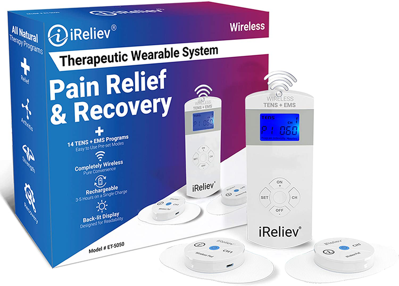iReliev Wireless TENS + EMS Therapeutic Wearable System Wireless TENS Unit + Muscle Stimulator Combination for Pain Relief, Arthritis, Muscle Conditioning, Muscle Strength Electronics > Computers > Handheld Devices iReliev Default Title  