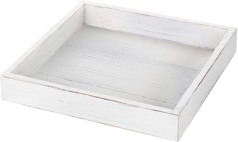 MyGift 10-Inch Square Vintage White Wood Serving Tray Home & Garden > Decor > Decorative Trays MyGift Default Title  