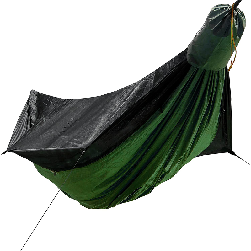 Go Camping Hammock 2.0 W/ Built-In Mosquito Net - Slate Gray by Go Outfitters: 11' Long X 64" Wide |Includes 2 Premium Aluminum Carabiners, Rapid Deployment Bag, 4 Stakes & 4 Shock Cords Sporting Goods > Outdoor Recreation > Camping & Hiking > Mosquito Nets & Insect Screens Go Outfitters Forest Green  
