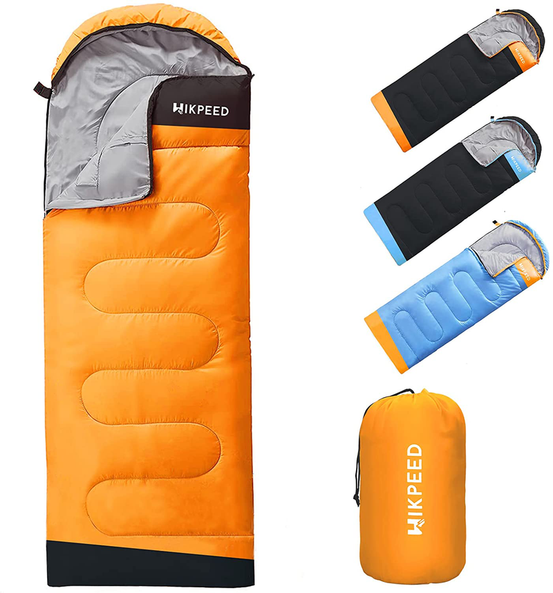 HIKPEED Camping Sleeping Bags, Lightweight 3 Seasons Backpacking Sleeping Bag Camp Bedding for Camping Hiking Outdoor Warm & Cool Weather Sleepover Sporting Goods > Outdoor Recreation > Camping & Hiking > Sleeping BagsSporting Goods > Outdoor Recreation > Camping & Hiking > Sleeping Bags HIKPEED Orange+Black  