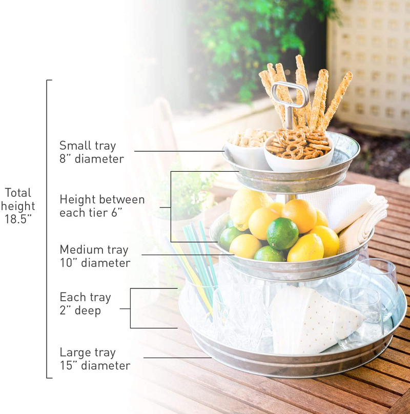 StarPack Home Farmhouse Style 3 Tiered Serving Tray - Rustic Kitchen Tiered Tray Decor, Cupcake Stand, Coffee Bar Accessories Home & Garden > Decor > Decorative Trays StarPack Home   