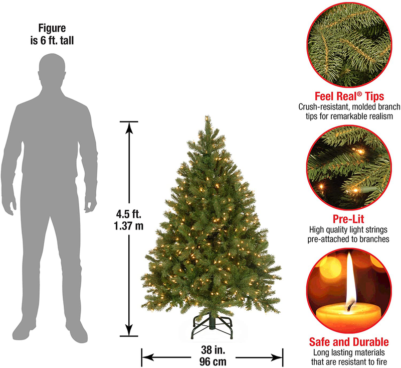 National Tree Company 'Feel Real' Pre-lit Artificial Christmas Tree | Includes Pre-strung White Lights and Stand | Downswept Douglas Fir - 4.5 ft Home & Garden > Decor > Seasonal & Holiday Decorations > Christmas Tree Stands National Tree - Drop Ship   