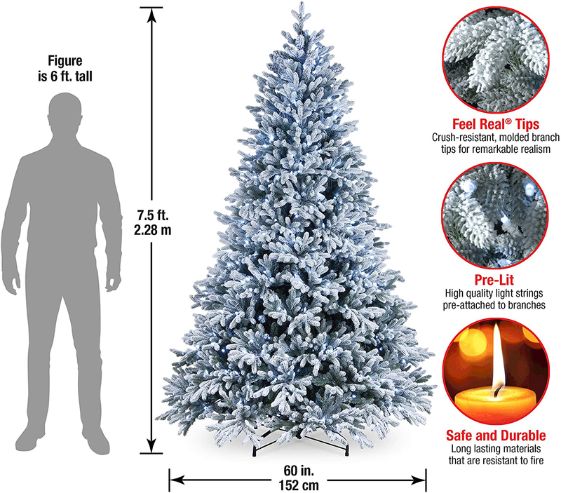 National Tree Company 'Feel Real lit Artificial Christmas Tree Includes Pre-Strung White LED Lights and Stand, 7.5 ft, Snowy Hamilton Spruce Home & Garden > Decor > Seasonal & Holiday Decorations > Christmas Tree Stands National Tree Company   
