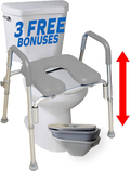 The Ultimate™ Raised Toilet Seat, Voted#1 Most Comfortable. Padded with Armrests. Adjustable Height. Premium Elevated Toilet Seat with Arms for Standard and Elongated Toilets.