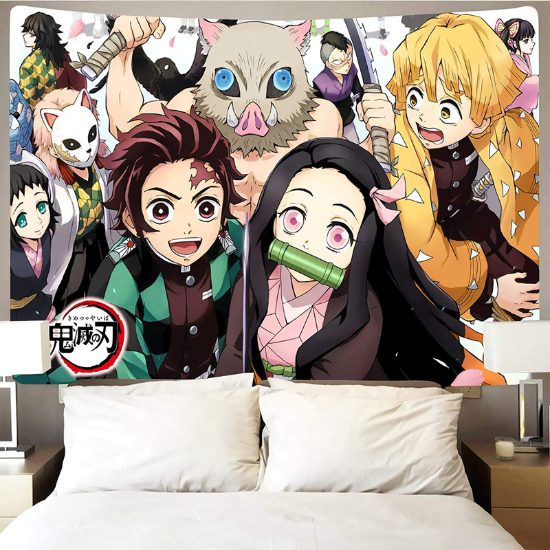 Demon Slayer Tapestry-Demon Slayer Poster-Anime Tapestry-Anime Birthday Decoration, Which Can Be Hung In The Living Room And Bedroom 60x80 Inches, (Demon Slayer Anime, 60x80 in) Home & Garden > Decor > Seasonal & Holiday Decorations& Garden > Decor > Seasonal & Holiday Decorations Timimo Demon Slayer Poster1 50 x 60 in 