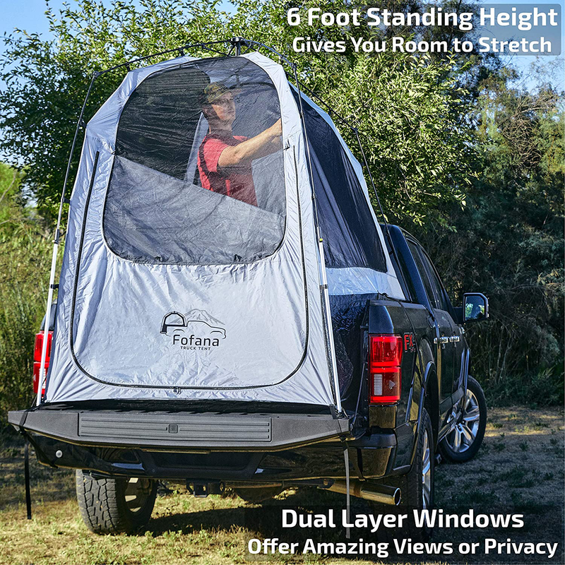 FOFANA Truck Bed Tent Automatic Setup - Truck Tent | 6' Standing Height, Panoramic Windows, Full Coverage Weatherproof Rainfly | Sleep off the Ground and under the Stars | Patents Pending Sporting Goods > Outdoor Recreation > Camping & Hiking > Tent Accessories Fofana   