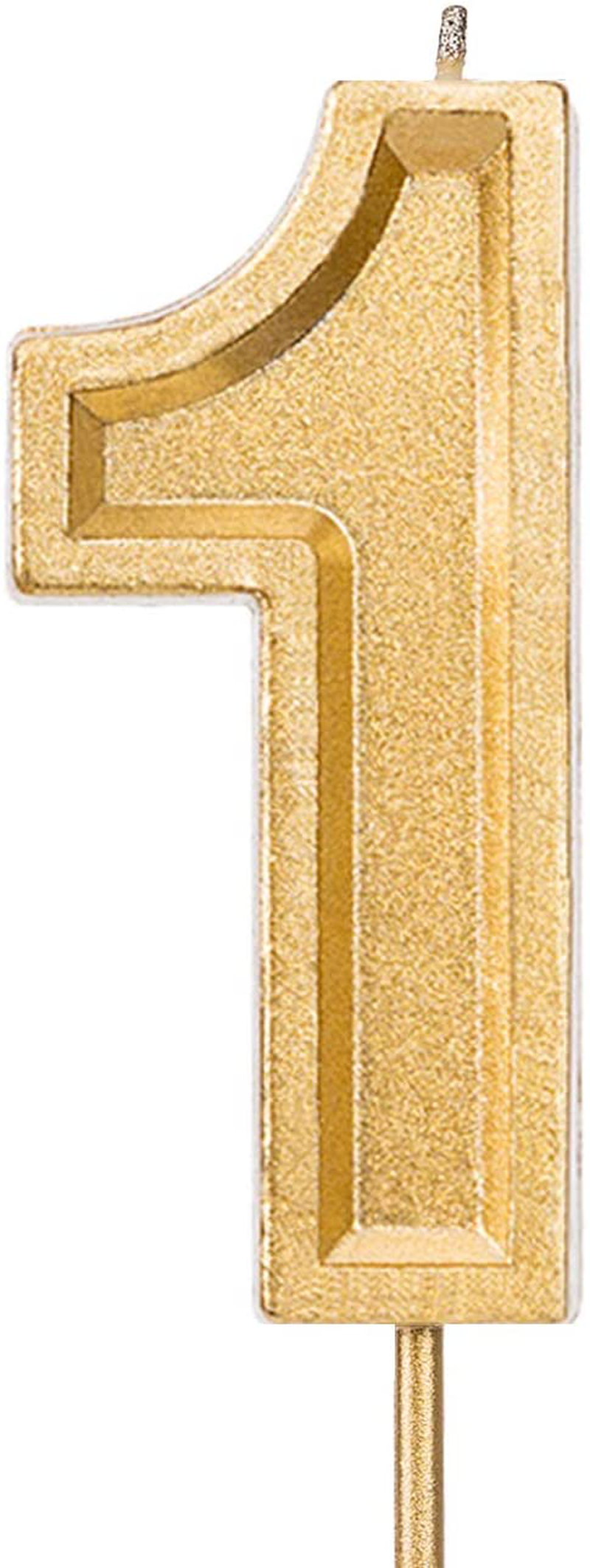 LUTER 2.76 Inches Large Birthday Candles Gold Glitter Birthday Cake Candles Number Candles Cake Topper Decoration for Wedding Party Kids Adults (1) Home & Garden > Decor > Home Fragrances > Candles LUTER 1  