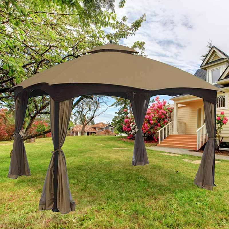 Easylee Gazebo Replacement Canopy, Double Teir Sunshade Polyester Soft Top Cover for Lowe's Allen Roth 10' x12' Gazebo