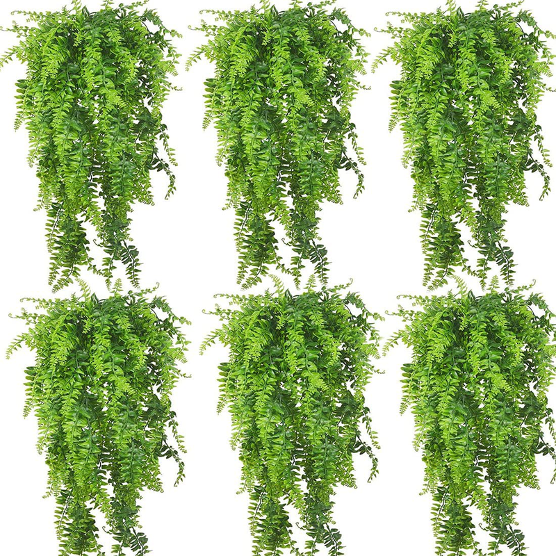 PINVNBY Reptile Plants Hanging Fake Vines Boston Climbing Terrarium Plant with Suction Cup for Bearded Dragons Lizards Geckos Snake Pets Hermit Crab and Tank Habitat Decorations Animals & Pet Supplies > Pet Supplies > Reptile & Amphibian Supplies PINVNBY 6 Pack  