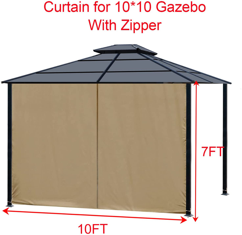 Gazebo Universal Replacement Privacy Curtain - Viragzas 10'x10' Gazebo Canopy Panel Side Wall with Zipper (10'x10', Khaki) Home & Garden > Lawn & Garden > Outdoor Living > Outdoor Structures > Canopies & Gazebos viragzas   