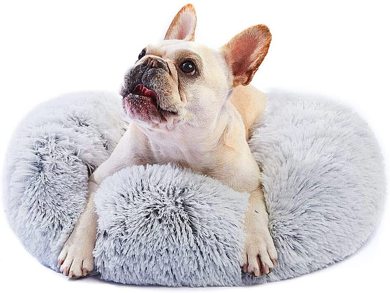 Small Dog Bed Calming Dogs Bed for Small Medium Large Dogs Anti-Anxiety Puppy Bed Machine Washable Warming Cozy Soft Pet round Bed Fits up to 10-100 Lbs Animals & Pet Supplies > Pet Supplies > Dog Supplies > Dog Beds nononfish Grey 23”Small（Pack of 1） 
