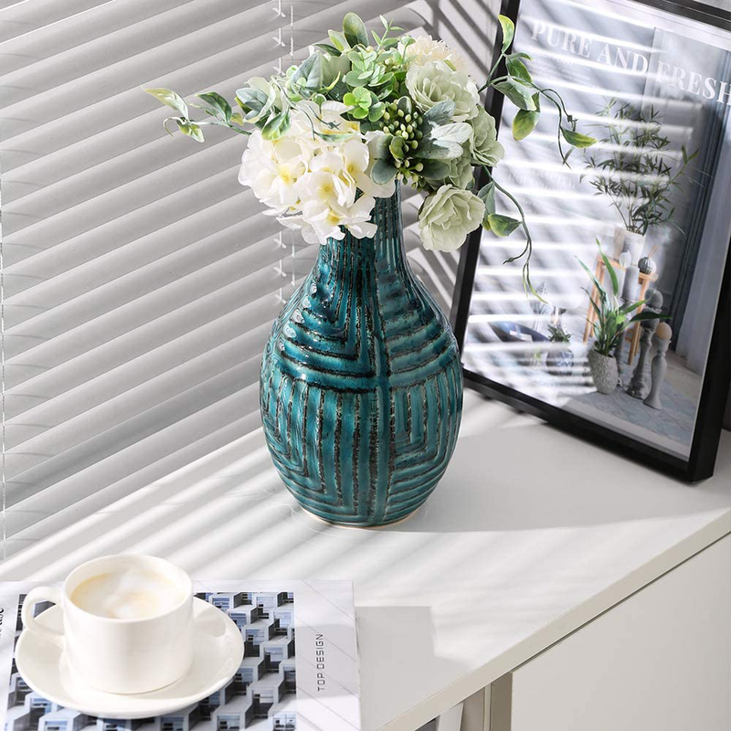 hjn Ceramic Vases, Vase Pottery Vase Handmade Cute Flower Vase for Home Décor (Medium Size: 13.7'' high)
