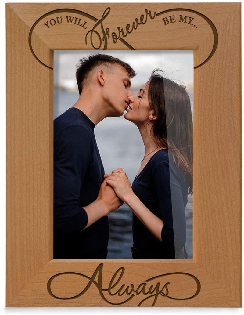 KATE POSH - You Will Forever be My Always, Infinity Sign Decor. Engraved Natural Wood Picture Frame - Wedding Gifts, Engagement Gifts for Couples, 5th Anniversary for her for him (4x6-Vertical) Home & Garden > Decor > Seasonal & Holiday Decorations KATE POSH 4x6-Vertical  