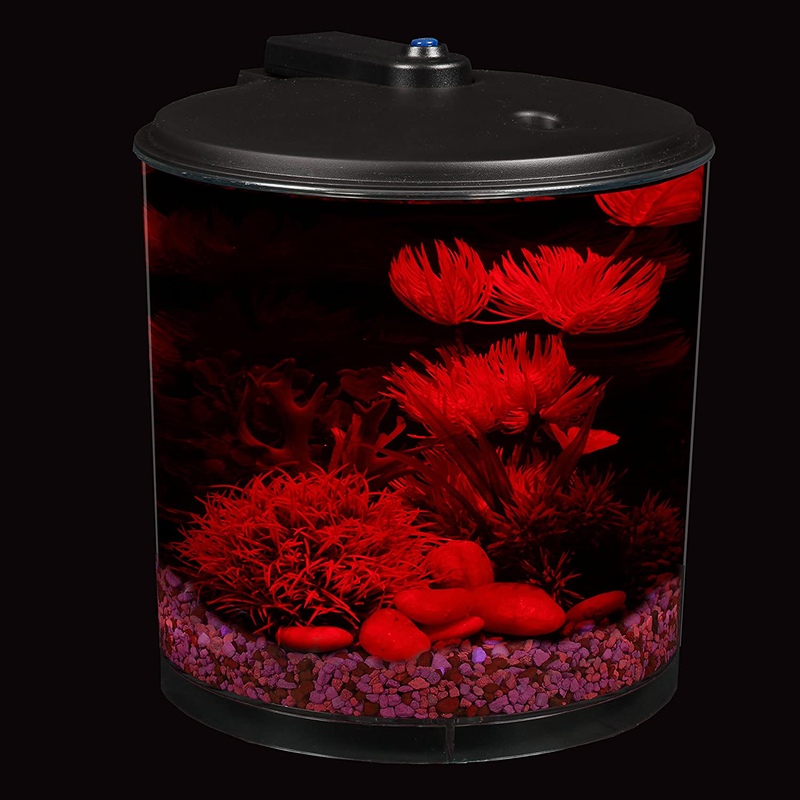 Koller Products AquaView 2-Gallon 360 Aquarium with Power Filter & LED Lighting
