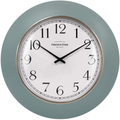 PresenTime & Co 12" Modern Farmhouse Kitchen Wall Clock, Vintage Design, Domed Lens, Morning Gold Ring, Stonewash Blue/ Teal Color Home & Garden > Decor > Clocks > Wall Clocks Presentime Teal, Blue  