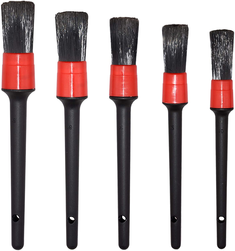 YISHARRY LI Detailing Brush Set - Different Sizes Premium Natural Boar Hair Mixed Fiber Plastic Handle Automotive Detail Brushes for Cleaning Wheels, Engine, Interior, Air Vents, Car, Motorcy Vehicles & Parts > Vehicle Parts & Accessories > Vehicle Maintenance, Care & Decor YISHARRY LI 5pack  