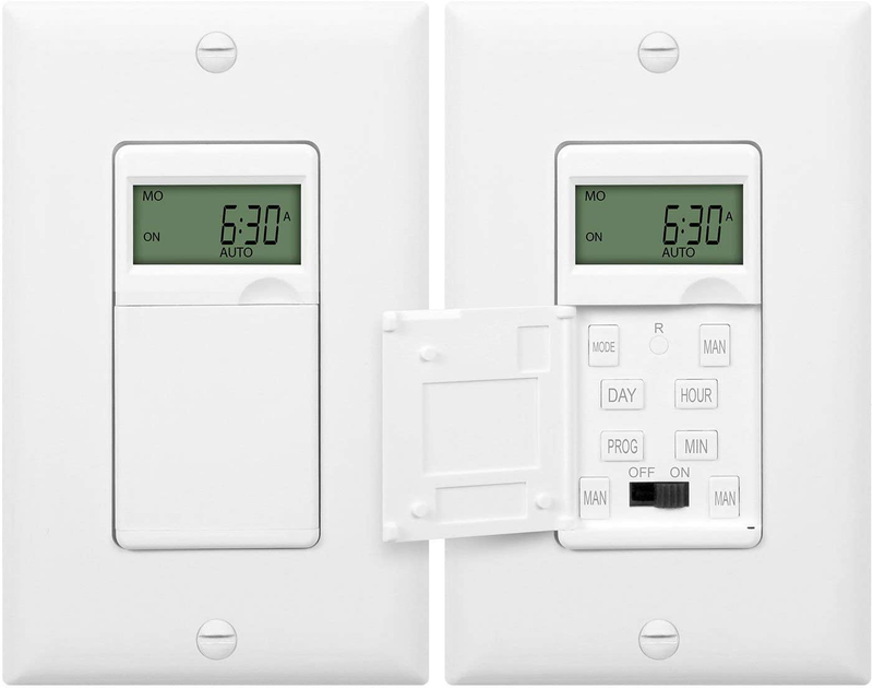 ENERLITES - HET01-C-W Programmable Digital Timer Switch for Lights, Fans, Motors, 7-Day 18 ON/OFF Timer Settings, Single Pole, Neutral Wire Required, UL Listed, HET01-C, White Home & Garden > Lighting Accessories > Lighting Timers Top Greener Inc 2 Pack  