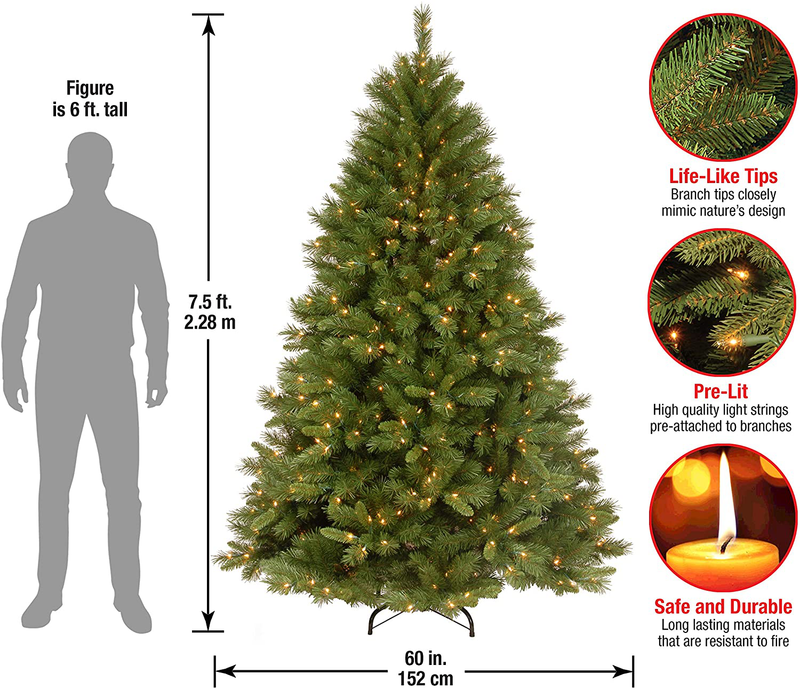 National Tree Company Pre-lit Artificial Christmas Tree | Includes Pre-strung White Lights and Stand | Winchester Pine - 7.5 ft