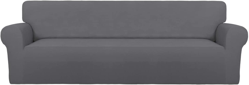 PureFit Super Stretch Chair Sofa Slipcover – Spandex Non Slip Soft Couch Sofa Cover, Washable Furniture Protector with Non Skid Foam and Elastic Bottom for Kids, Pets （Sofa， Dark Gray） Home & Garden > Decor > Chair & Sofa Cushions PureFit Grey XX Large 