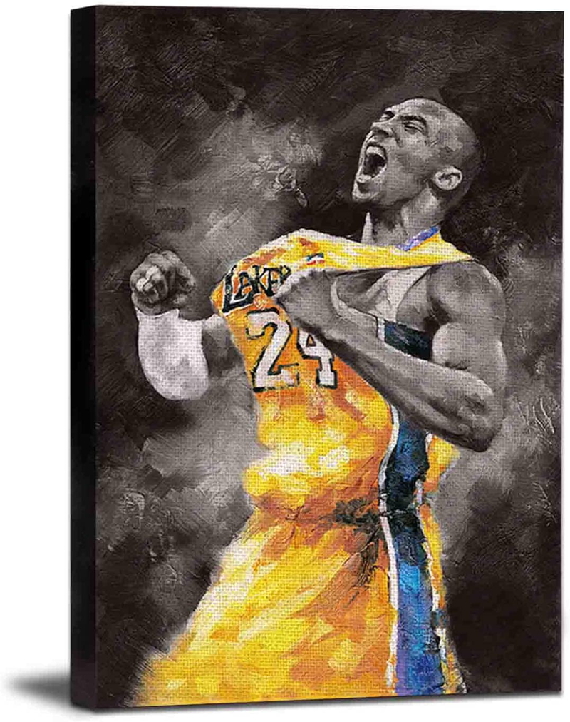 HONGRUIFAN Kobe Bryant Canvas Wall Art Painting Pictures - NBA Basketball Lakers Canvas Print with Framed artwork Poster 8x12 inch for Wall Hanging Home & Garden > Decor > Artwork > Posters, Prints, & Visual Artwork HONGRUIFAN kobe-1 8X12 inch 
