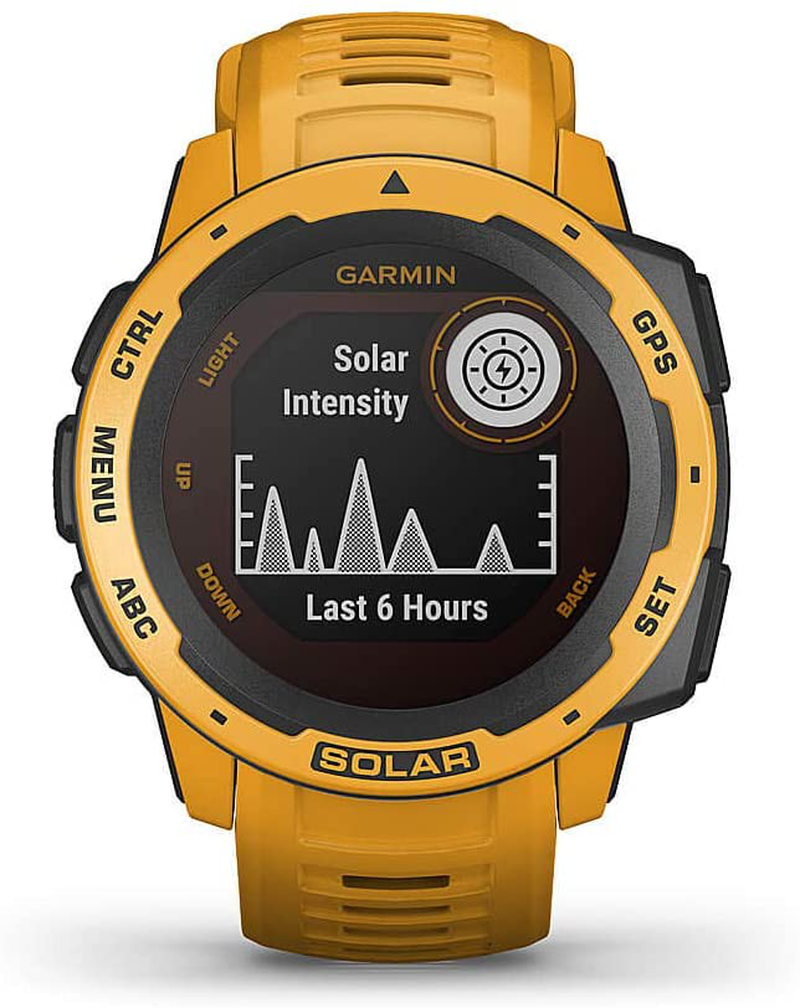 Garmin 010-02064-00 Instinct, Rugged Outdoor Watch with GPS, Features Glonass and Galileo, Heart Rate Monitoring and 3-Axis Compass, Graphite Apparel & Accessories > Jewelry > Watches Garmin Sunburst Yellow - Solar Instinct Solar 