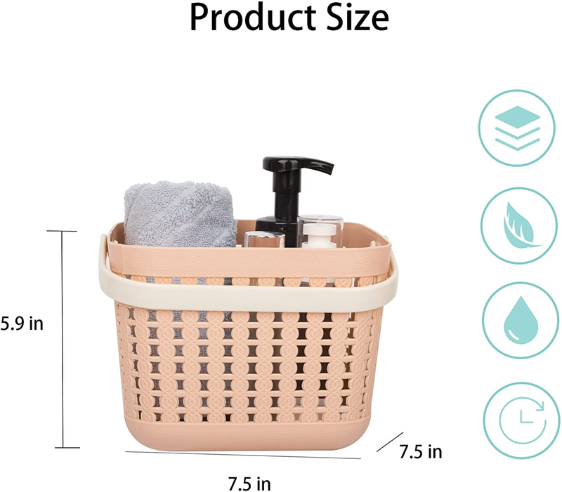 Portable Shower Caddy Basket Tote, Plastic Storage Basket with Handles Organizer Bins for Kitchen Bathroom College Dorm (Pink) Sporting Goods > Outdoor Recreation > Camping & Hiking > Portable Toilets & Showers UUJOLY   