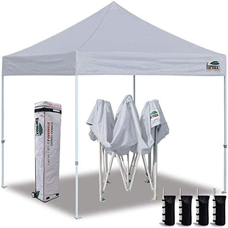 Eurmax 8x8 Feet Ez Pop up Canopy, Outdoor Canopies Instant Party Tent, Sport Gazebo with Roller Bag,Bonus 4 Canopy Sand Bags (White) Home & Garden > Lawn & Garden > Outdoor Living > Outdoor Structures > Canopies & Gazebos Eurmax Gray 10x10 