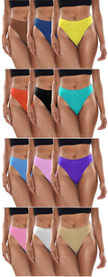 Sexy Basics Women's 6-Pack Active Sport Thong Buttery Soft Panties Underwear  Sexy Basics 12 Pack- Wow Assorted Solids Small 