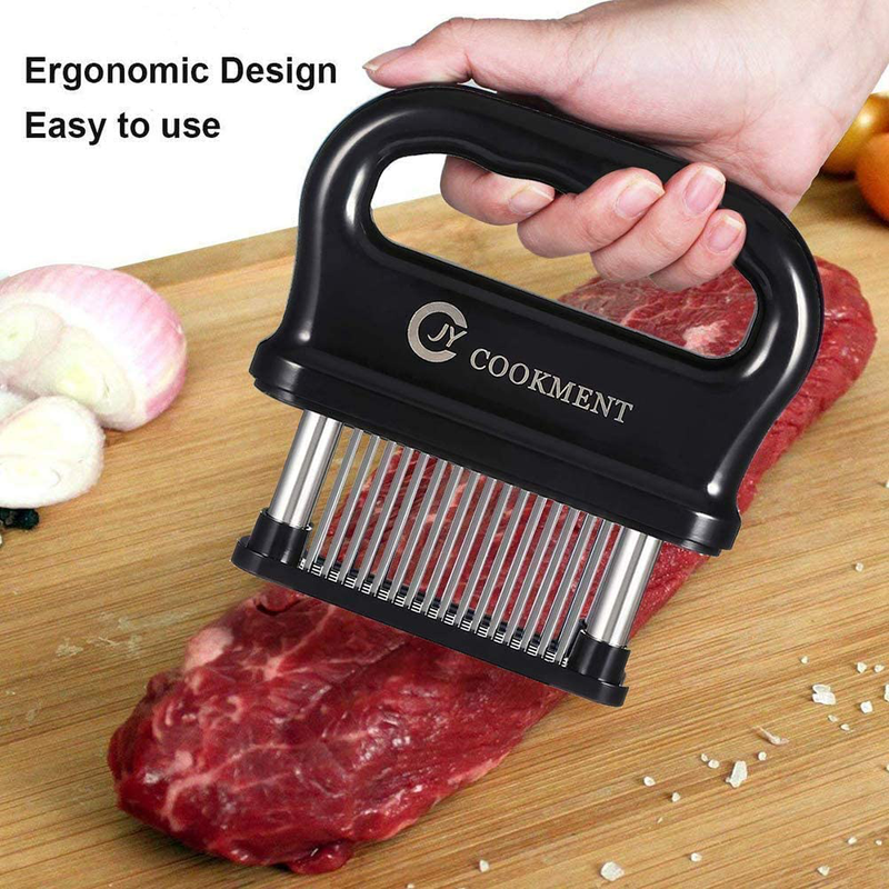 Meat Tenderizer with 48 Stainless Steel Ultra Sharp Needle Blades, Kitchen Cooking Tool Best for Tenderizing, BBQ, Marinade by JY COOKMENT Home & Garden > Kitchen & Dining > Kitchen Tools & Utensils JY COOKMENT   