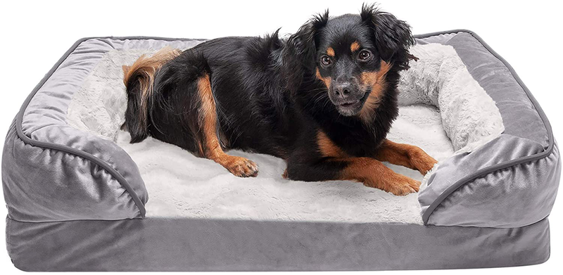 Furhaven Orthopedic, Cooling Gel, and Memory Foam Pet Beds for Small, Medium, and Large Dogs and Cats - Luxe Perfect Comfort Sofa Dog Bed, Performance Linen Sofa Dog Bed, and More Animals & Pet Supplies > Pet Supplies > Dog Supplies > Dog Beds Furhaven Velvet Waves Granite Gray Sofa Bed (Cooling Gel Foam) Medium (Pack of 1)